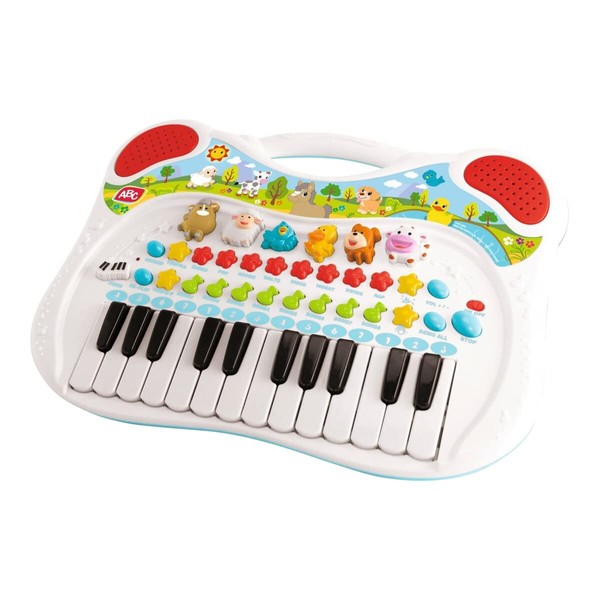 Simba 104010044 ABC Animal Keyboard with Various Sounds, Animal Sounds, Carry Handle, 38 x 32 cm, Baby Toy, Cute Animal Motifs, Children's Music, Melody, from 3 Years