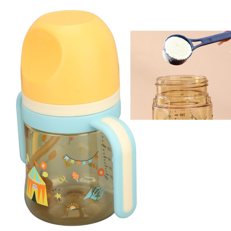 Wide Neck Sippy Straw Bottle Spill Proof Easy Grip Training