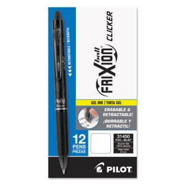 Pilot 31450 FriXion Clicker Erasable Gel Ink Retractable Pen, Black Ink, .7mm, Dozen