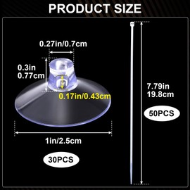 ANCIRS 30pcs 25mm Suction Cups with 50pcs Transparent Zip Ties, Aquarium Suction Cups for Fish Tank Plant Holder Decoration, Rubber Sucker Pad Without Hooks for Home & Kitchen Hanging Organization