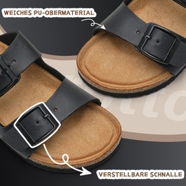 Torotto Children's Mules with Cork Slippers Boys Girls Slippers Straps Adjustable Buckle Non-Slip Flip Flops for Indoor and Outdoor Use, Classic black