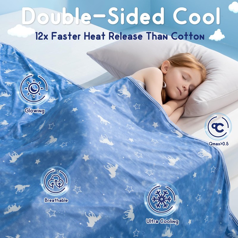 Elegear Kids Cooling Blanket for Hot Sleeper, Glow in The