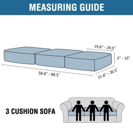 BellaHills Velvet Stretch Sofa Seat Cushion Covers Modular Cushion Covers Sofa Couch Cushion Covers Furniture Protector Sofa Seat Cover with Elastic Bottom(3 Pieces, Grey)