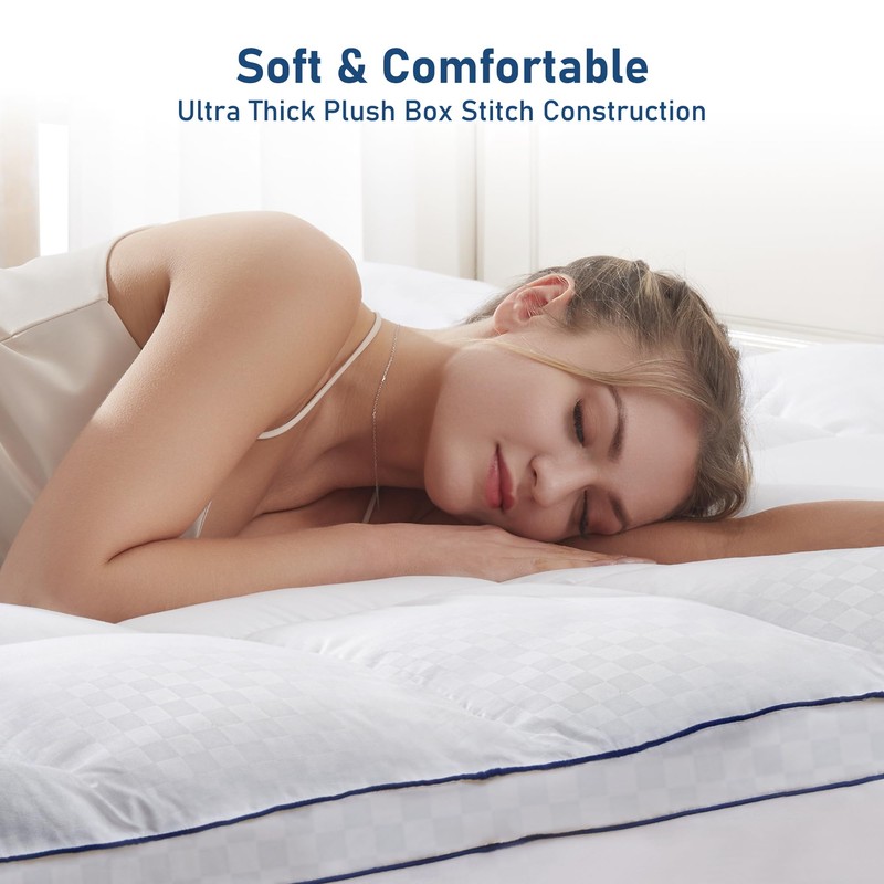 Bedluxury Queen Mattress Topper Extra Thick Pillowtop Mattress Pad Cover
