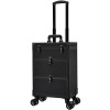Leather Rolling Makeup Train Case with Wheels 2 Drawers Professional