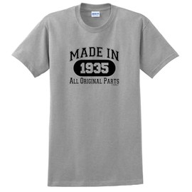 90th Birthday Decorations 90th Birthday Gift Made in 1935 All Original Parts T-Shirt Medium Sport Grey