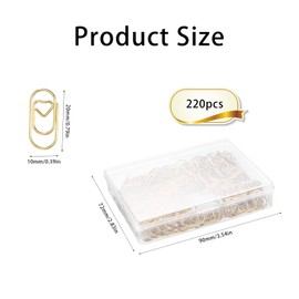 220 Pcs Small Paper Clips, Gold Paper Clips, Heart Paperclips Metal Paper Clips Paper Clamps, Heart Shaped Paper Clips Bookmark Clips for School Office Stationery Document Files Organizing