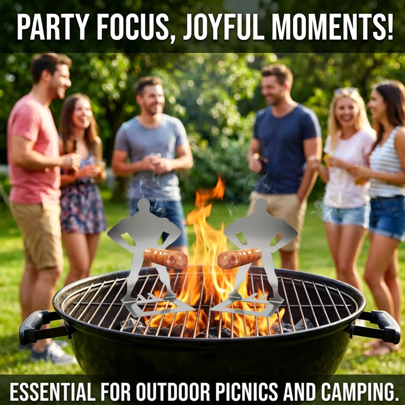 2 supporti per salsicce per barbecue, in acciaio inossidabile, regalo