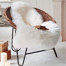 KAIHONG Faux Fur Sheepskin Style Rug (50 x80 cm) Faux Fleece Chair Cover Seat Pad Soft Fluffy Shaggy Area Rugs For Bedroom Sofa Floor (white, 50 x 80cm)