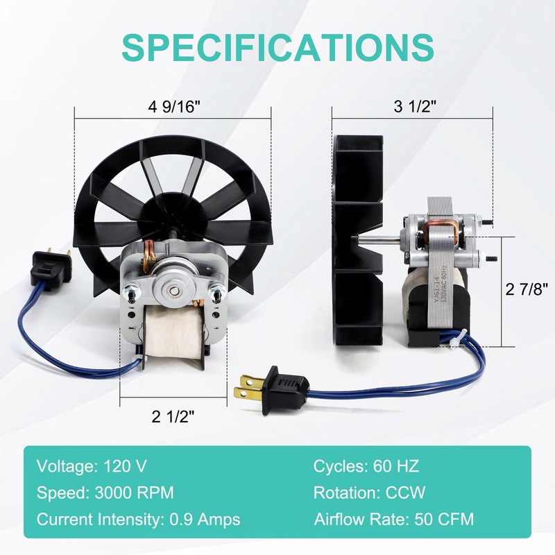Hipoilk BP27 Bathroom Fan Motor and Blower Wheel for Broan