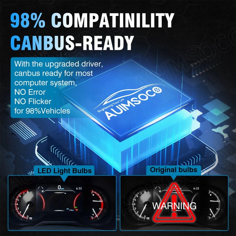 AUIMSOCO H11 H9 LED Headlight KIT Combo Bulbs 10000K High