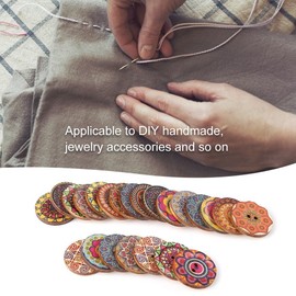 100 Uds. Botones de madera Vintage con patrón mixto, 2 agujeros, manualidades de costura decorativas para ropa, sombreros, zapatos, ropa