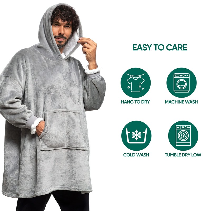 ASAB Wearable Hooded Blanket With Sherpa Fleece & Super Warm