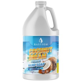 Bastion Jabón de manos espumoso antibacteriano – Lavado de manos Coconut Dream – Jarra de recarga a granel de medio galón (64 onzas). Aroma de coco sueño. No tóxico. Fabricado en Estados Unidos. (Requiere dispensador de espuma)