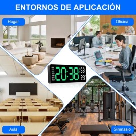 Reloj De Pared Digital Con Termómetro, Alarmas Y Calendario                                                                                           