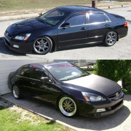 Fits 03-07 Accord Sedan Window Visors Slim Vent Guard Rain Shade w/ Red Sticker