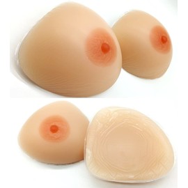 [ミコプエラ] 三角形 乳癌パッド シリコンバスト 人工乳房 左右2個セット 胸パッド (400グラム×2)