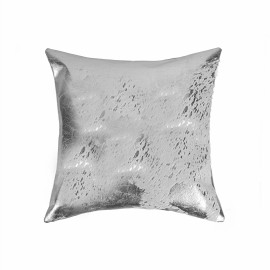 Homeroots 18" Silver Abstract Cowhide Throw Pillow