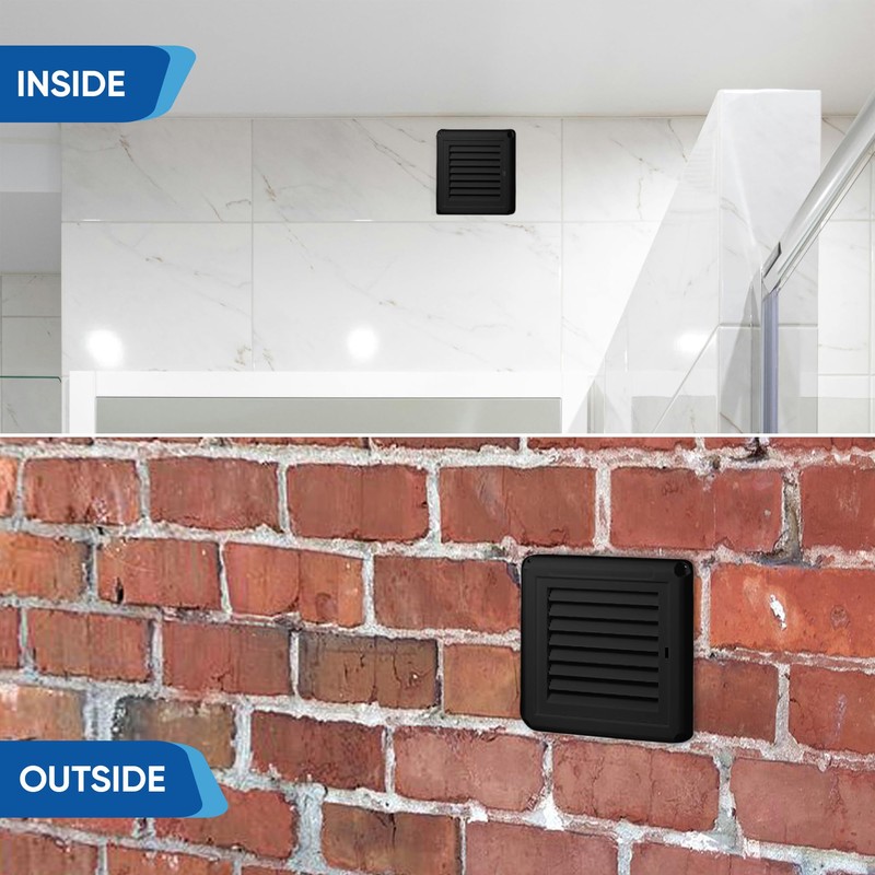 100mm (4 Inch) Square Vent Cover - Black 155mm x