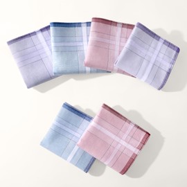 PACGOTH Handkerchiefs for Women, Soft Cotton Women’s Handkerchiefs, Striped Ladies Vintage Hankies 6/12PCS, 11.4 * 11.4” (Striped A- 6PCS)