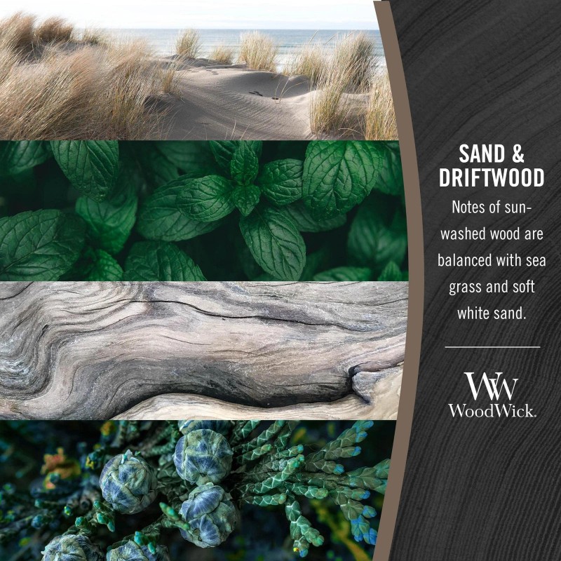 WoodWick Large Hourglass Driftwood Candle 22 Oz Natural Wooden Wick