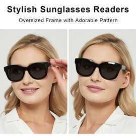 JiSoo - anteojos de sol para mujer y hombre, para sol, anteojos de sol de lectura de gran tamaño para mujer, 1.5, no bifocales, color negro