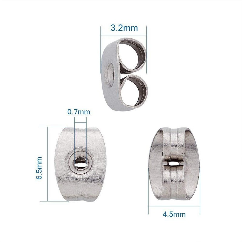 Earring Backs Clutches,Stainless Steel Butterfly Square Earring Safety Backings Pads