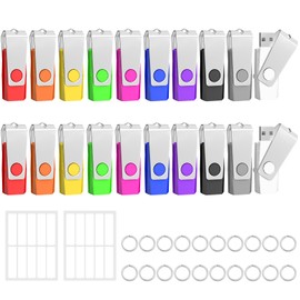 TEWENE USB Stick 8 GB Set of 20 USB Flash Drive Memory Stick, High Speed USB 2.0 Multi-Coloured Rotate