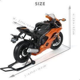Risopen 1/12 Motorcycle Model Toy Compatible with Yamaha YZF-R6 1000R Die-Cast Alloy Motorcycle Model No Assembly Required Mini Racing Moto Collection Gift for Adults (Orange)