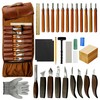 EDIETH 44Pcs Wood Carving Kit with Leather Case Complete Whittling