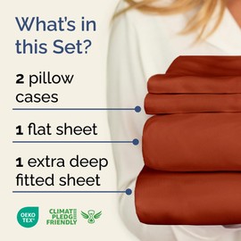 CGK Unlimited Extra Deep Twin XL Sheet Set - 4 Piece Breathable & Cooling Sheets - Hotel Luxury Bedding Set w/18-24 Inch Extra Deep Pockets - Easy Fit - Super Soft, Wrinkle Free & Comfy - Terracotta, Twin XL Size