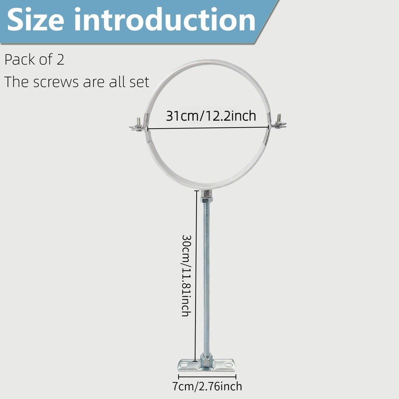 2 Sets Adjustable Pipe Bracket，Heavy Duty Galvanized Iron Stove Pipe