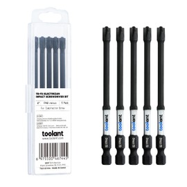 toolant TB-Fit Electrician Impact Screwdriver Bit Set, 5pcs FPH2 (PH2-SL6) 4 Inch Long Electrician Screwdriver Bit, 1/4” Hex-Shank S2 Steel Hex Bits Set, CNC Machined Tips with Magnetism