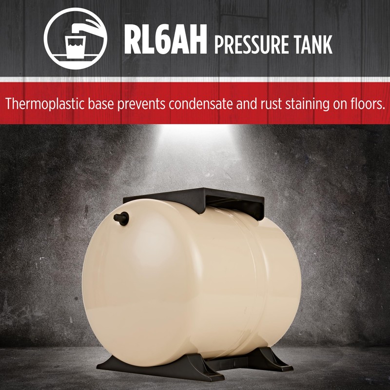 Red Lion RL6AH - 6-Gallon Horizontal Pre-Charged Pressure Tank with
