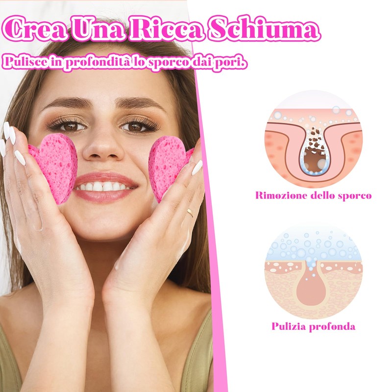 Scettar 20 Pieces Facial Cleansing Sponges Compressed Face Sponges Heart
