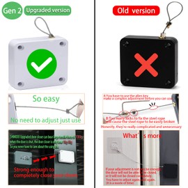 SHIMIDO Upgraded Punch-Free 1000g Automatic Screen Door Closer, Storm Door Closer, Sliding Screen Auto Door Closer with Steel Drawstring for Bathroom, Bedroom, Studyroom, etc.（2 Pack White）