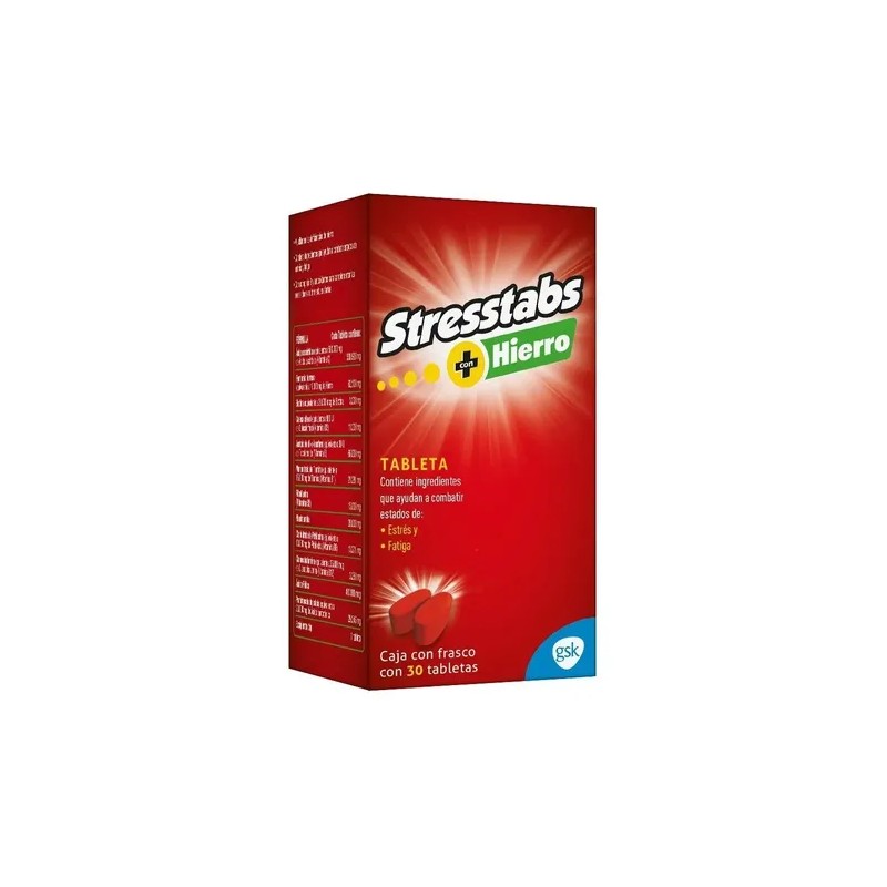 Stresstabs Multivitamínico Con Hierro Frasco Con 30 Tabletas Sin Sabor