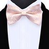 GUSLESON Blush Pink Bow Tie for Men Pre-Tied Silk Paisley