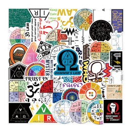61Pcs Ohms Law Stickers Pack, Aesthetic Vinyl Waterproof Sticker Decals for Water Bottle,Laptop,Phone,Skateboard,Scrapbooking,Bumper Decor for Fans for Party Supply Decor