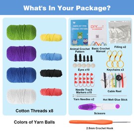 Crochet Kit for Beginners,3-Piece Animal Crochet kit, Diy Knitting Kits Include Yarn, Crochet Accessories And Beginner-Friendly Video Tutorials, Suitable for Children And Adults