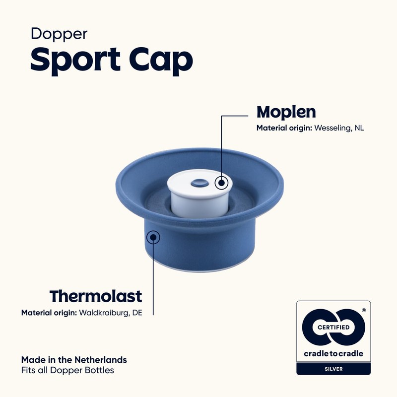 Dopper Sport Cap Atlantic Blue sports attachment - Extendable mouthpiece