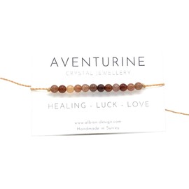 Albion Design - Crystal Anklet - Beaded Crystal Anklet - Dainty Crystal Anklet - Unisex Crystal Anklet - Gemstone Anklet (Aventurine)