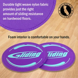 Gliding Discos para Suelos de Madera Dura, Morado, 1 par, Discos Originales auténticos, Incluye 4 Entrenamientos de Video en Streaming
