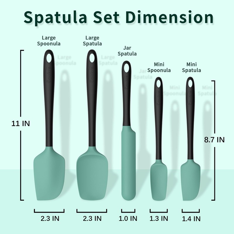 Coukre Silicone Spatula Set of 5,High Temperature Resistant, Food Grade