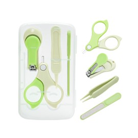 babygoal Baby Nail Flie Care Kit - 4-Piece Gentle Nail Trimmer & File Set with Safety Stopper | Painless Clipping for Newborns & Infants | Portable Case (Green) ZJCT02-B