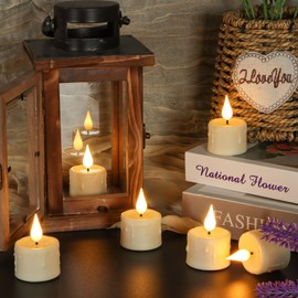 Sanmli 12pcs Rechargeable LED Tea Lights with Charging Base and USB Cable, Flameless Votive Candles Electric Flickering with Remote and Timer, Warm White Light