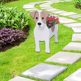 strolfay Jack Russell Dog Planter Plant Pots,Cute Dog Flower Planter,Gifts for Pet Lovers,Unique Animal Plant Pots,Office,Indoor Outdoor Garden Decor(9.45 * 6.97 * 12.2in)