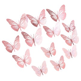 JOCXZI room decor,wall decorations for bedrooms,wall stickers,room decor aesthetic bedroom,butterfly decorations,wall decorations,3D Metal Texture Rose Butterfly Wall Sticker (36 Pieces)