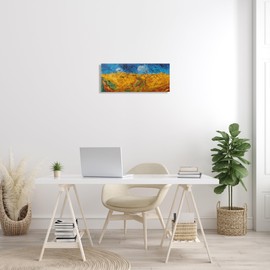 Stupell Industries Wheat Field with Crows Classic Painting, Design by Vincent Van Gogh Canvas Wall Art, 10x24, Yellow