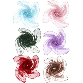 Boao 6 Pieces Chiffon Scarf 1950s Square Neck Head Scarfs Vintage Soft Polyester for Women Lady(Red, Pink, Coffee, Atrovirens, Light Blue, Light Purple,)